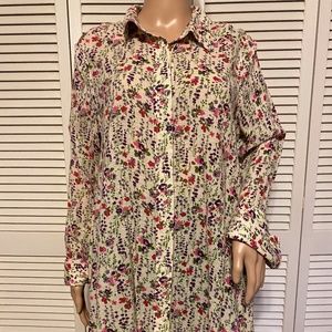 Free People Floral Cotton Tunic Shirt - NWT